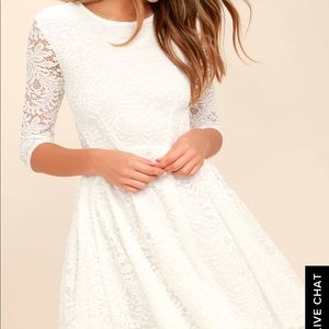 Lulu’s It’s A New Day White Lace Skater Dress